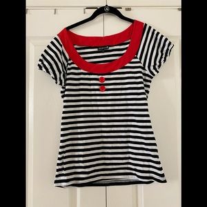 Sourpuss Beki Black & White Stripe Top